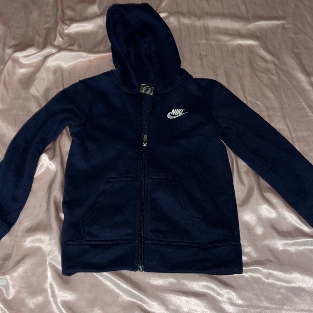 Nike Boys Navy Blue Fleece Full-Zip Hoodie